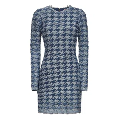 Diesel Women Light Blue Houndstooth Denim M-halma Minidress In Blue
