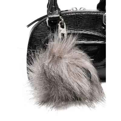 Diesel 1dr Dome-mini Bowling Bag In Embossed Leather In Black