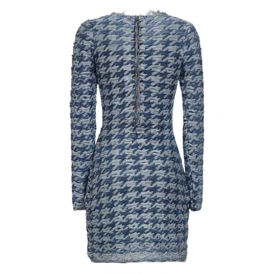 Diesel Women Light Blue Houndstooth Denim M-halma Minidress In Blue