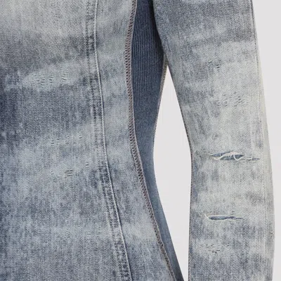 Diesel Distressed Long Sleeve Fitted Top In Blue