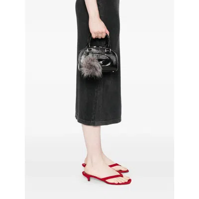 Diesel 1dr Dome-mini Bowling Bag In Embossed Leather In Black