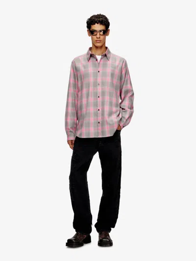Diesel Men S-simply Check Cotton Blend Shirt In Multi