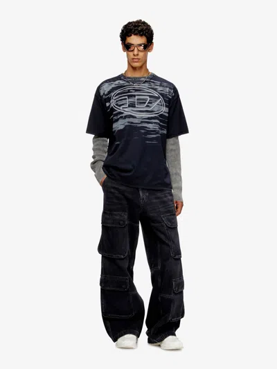 Diesel Cotton T-shirt With Oval D Print In Black
