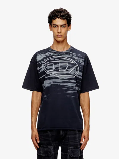 Diesel Cotton T-shirt With Oval D Print In Black