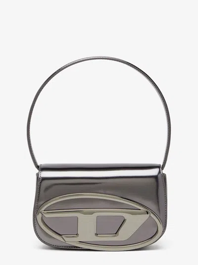 Diesel Oval-d Logo Patent Leather Shoulder Bag In Multi