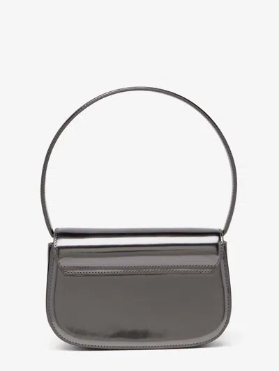 Diesel Oval-d Logo Patent Leather Shoulder Bag In Multi