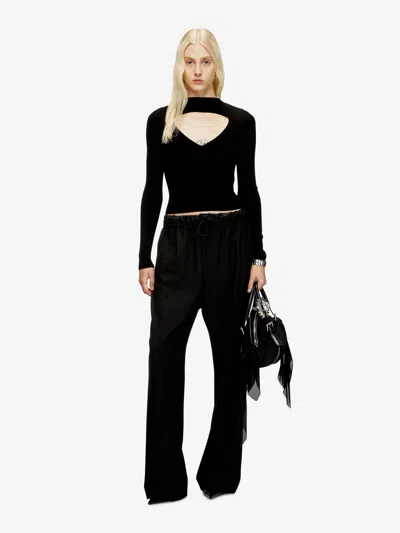 Diesel Womens  M-olina Cut-out Wool Knitted Top In Black