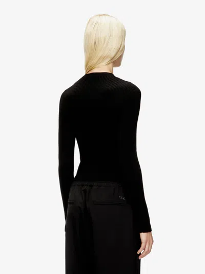 Diesel Womens  M-olina Cut-out Wool Knitted Top In Black