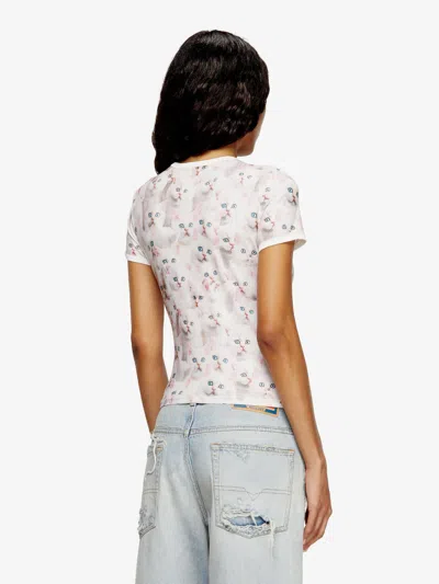 Diesel Cat-print T-shirt With Short Sleeves Throughout In Multi