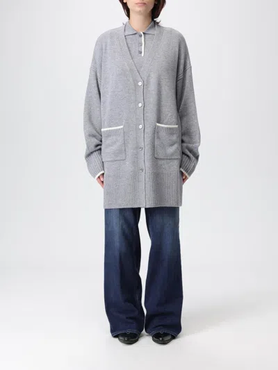 Pinko Cardigan Long À Col V In Gray