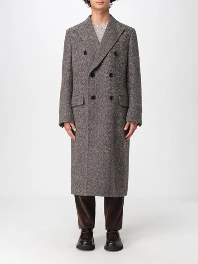Dolce & Gabbana Double-breasted Herringbone Coat In Gray