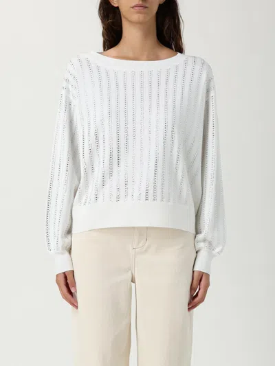 Liu •jo Liu Jo Crewneck Puff Sleeve Sweater In White