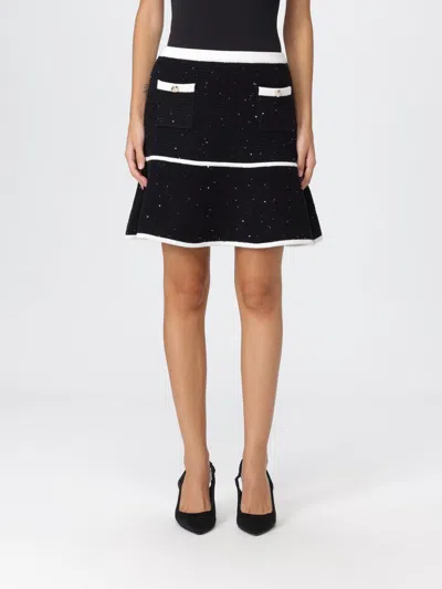 Liu •jo Glitter-finish Knitted Mini Skirt In Black