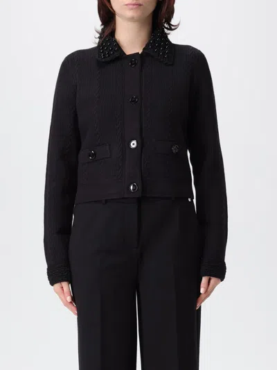 Pinko Black Masquerade Jacket With Pockets In Blue