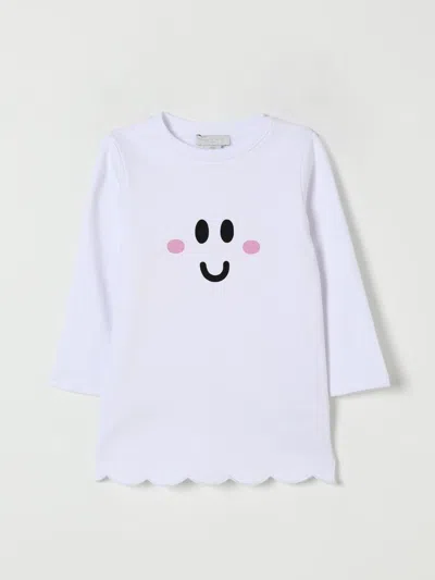 Stella Mccartney White Sweatshirt For Girl With Smiley Face In White