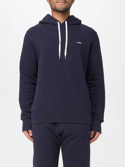 Autry Hooded Sweatshirt Drawstring Ribbed Cuffs In Blue