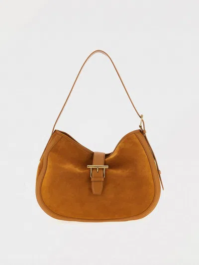 Alexander Mcqueen Brown Shoulder Bag With Adjustable Shoulder Strap And T Buckle Closure On The Front In Suede Woman In Brown