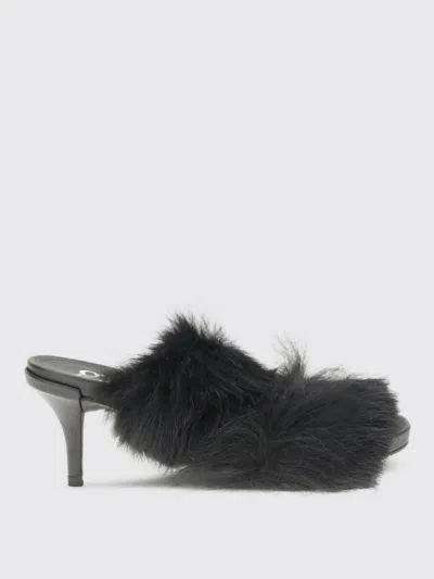 Pedro Garcia Fur-trimmed Mules Sandals In Black