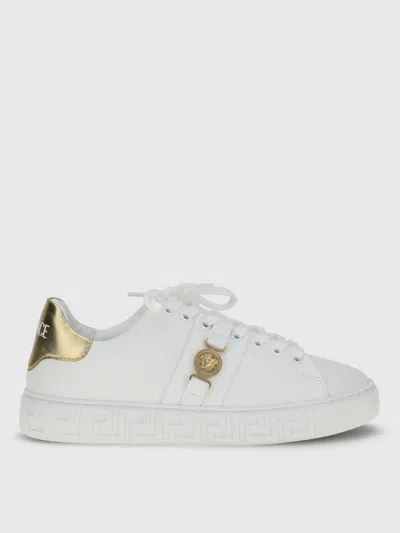 Versace Sneakers With Greek Key Motif In White