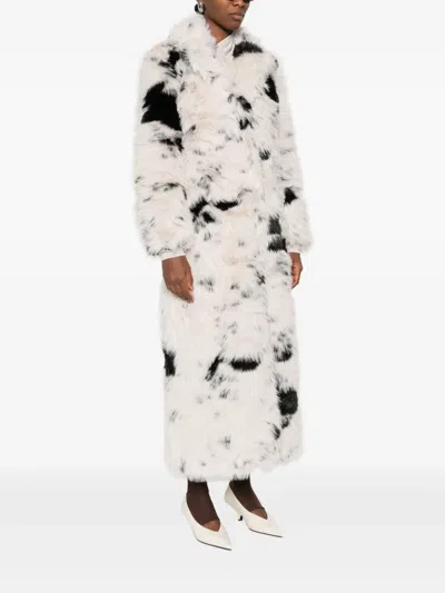 Entire Studios Womens Ashflake Coco Notch-lapels Faux-fur Coat In Neutral