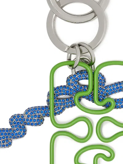 Ganni Women Keychain With Logo In Green