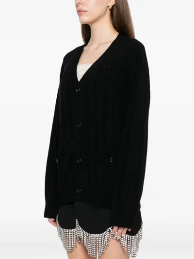 Kimhēkim Heart-patch V-neck Cardigan In Black