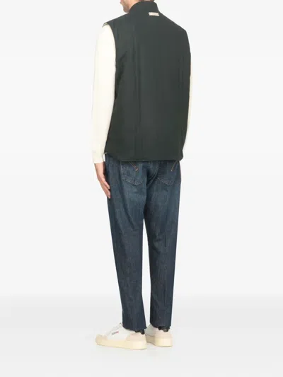 Autry Crewneck Wool Blend Vest With Logo Patch In Green