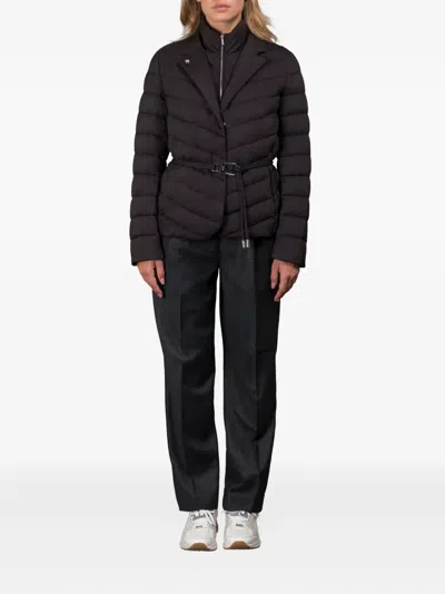 Moorer Belted Quilted Jacket In Black