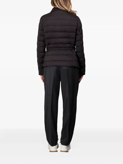 Moorer Belted Quilted Jacket In Black
