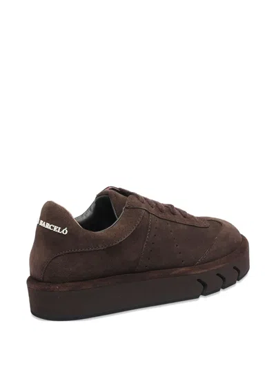 Paloma Barceló Low-top Sneakers In Brown Suede With Embossed Logo In Brown