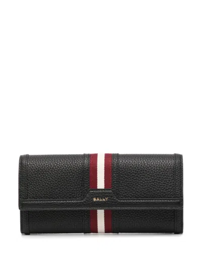 Bally Ribbon-detail Flap Wallet In Black