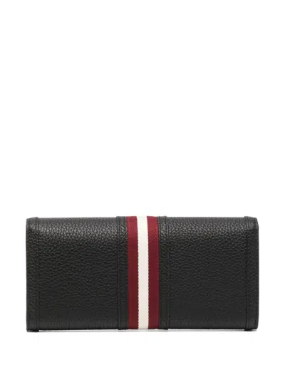 Bally Ribbon-detail Flap Wallet In Black