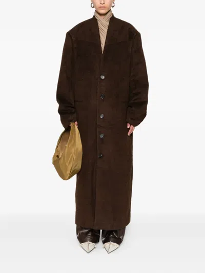 Entire Studios Mute Button-front Overcoat In Brown