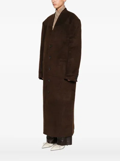 Entire Studios Mute Button-front Overcoat In Brown
