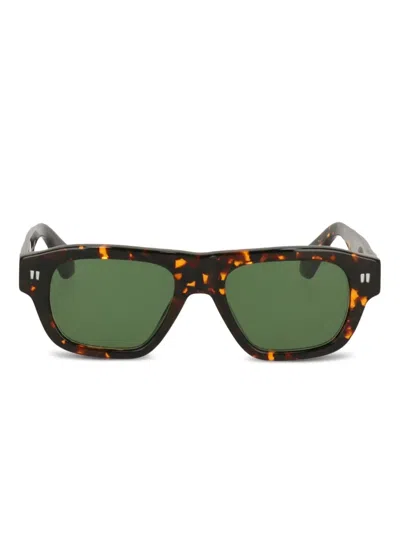Off-white Tortoiseshell Round-frame Sunglasses In Multi