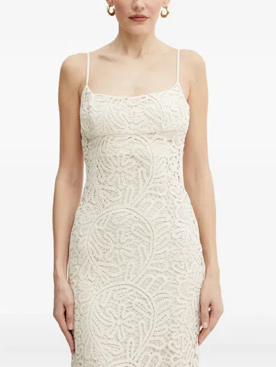 Bardot Adoni Crochet Midi Dress In Lght Beige