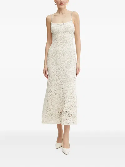Bardot Adoni Crochet Midi Dress In Lght Beige