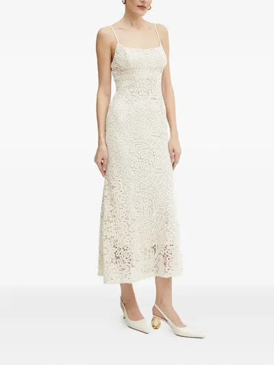 Bardot Adoni Crochet Midi Dress In Lght Beige