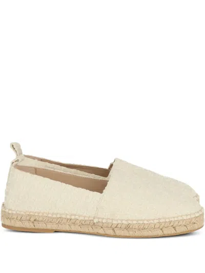 LOGO图案平底草编鞋