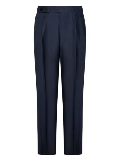 Franzese Collection Tailored Capri Model Trousers In Loro Piana Fabric In Blue