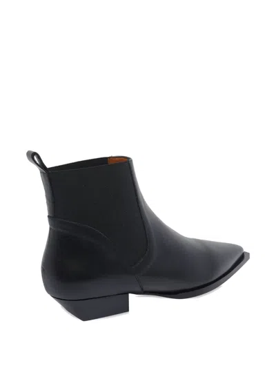 Angel Alarcon Pointed-toe Elastic-sided Boots In Black