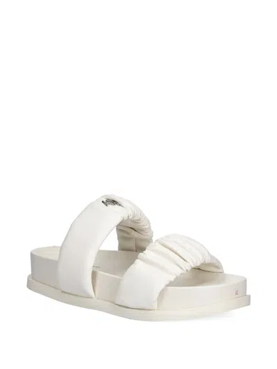 Armani Exchange Pleated Double-strap Slides In White