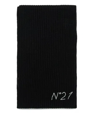 N°21 Wool-blend Scarf With Logo In Black