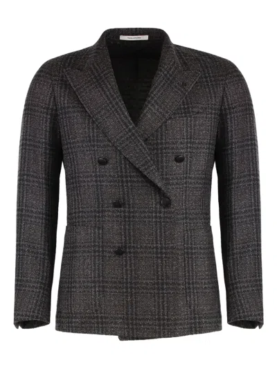 Tagliatore Double-breasted Checked Blazer In Transparent
