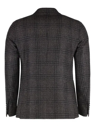 Tagliatore Double-breasted Checked Blazer In Transparent