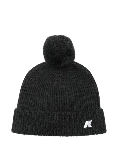 K-way Ribbed Pom-pom Beanie In Black