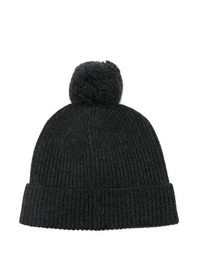 K-way Ribbed Pom-pom Beanie In Black