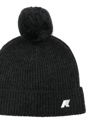 K-way Ribbed Pom-pom Beanie In Black