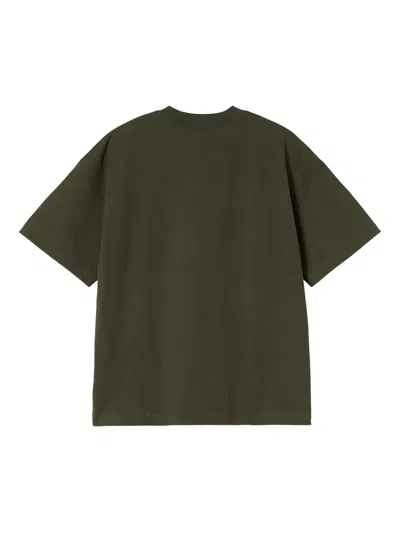 Carhartt Olive Green Crewneck Logo T-shirt In Green