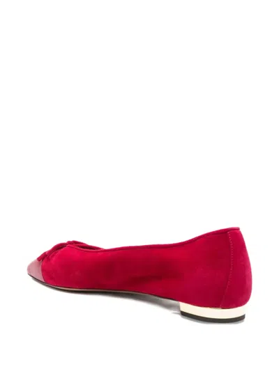 Aquazzura Bow-detail Suede Ballet Flats In Red